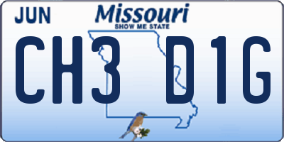 MO license plate CH3D1G