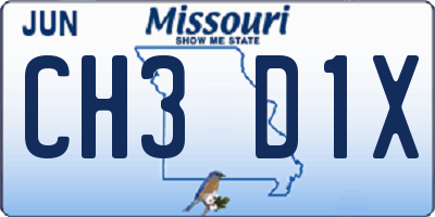 MO license plate CH3D1X
