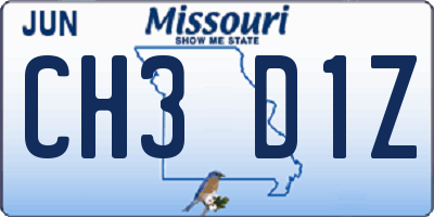 MO license plate CH3D1Z