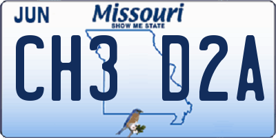 MO license plate CH3D2A