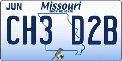 MO license plate CH3D2B