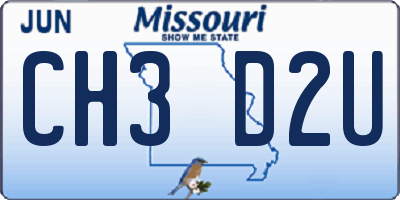 MO license plate CH3D2U