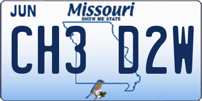 MO license plate CH3D2W