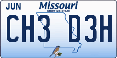 MO license plate CH3D3H