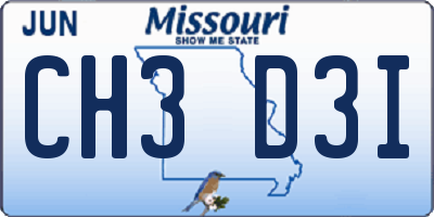MO license plate CH3D3I