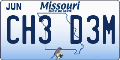 MO license plate CH3D3M