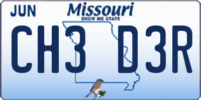 MO license plate CH3D3R
