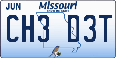 MO license plate CH3D3T