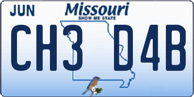 MO license plate CH3D4B