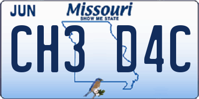 MO license plate CH3D4C