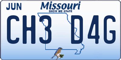 MO license plate CH3D4G