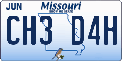 MO license plate CH3D4H