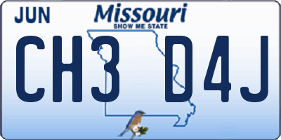 MO license plate CH3D4J