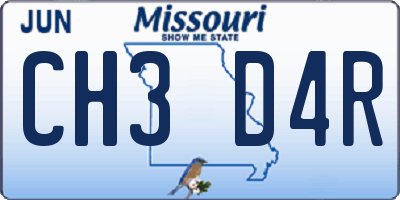 MO license plate CH3D4R