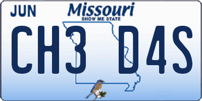 MO license plate CH3D4S