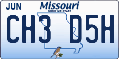 MO license plate CH3D5H