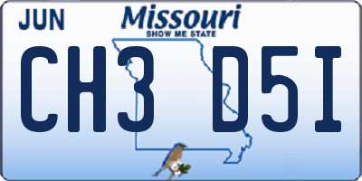 MO license plate CH3D5I