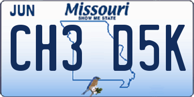 MO license plate CH3D5K