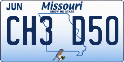 MO license plate CH3D5O