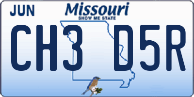 MO license plate CH3D5R