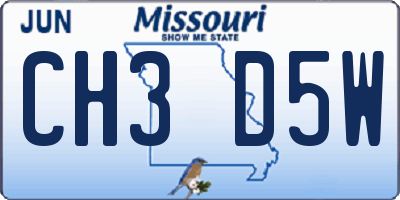 MO license plate CH3D5W