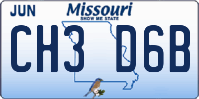 MO license plate CH3D6B
