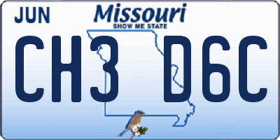 MO license plate CH3D6C