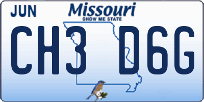 MO license plate CH3D6G