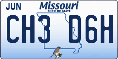 MO license plate CH3D6H