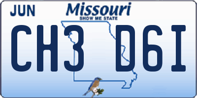 MO license plate CH3D6I
