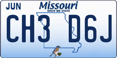 MO license plate CH3D6J