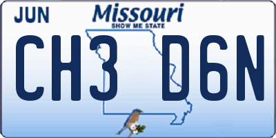 MO license plate CH3D6N