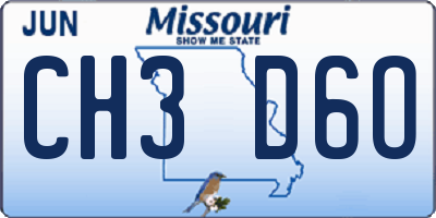 MO license plate CH3D6O