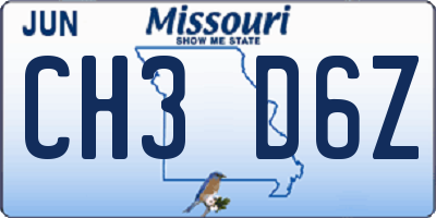 MO license plate CH3D6Z