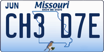 MO license plate CH3D7E