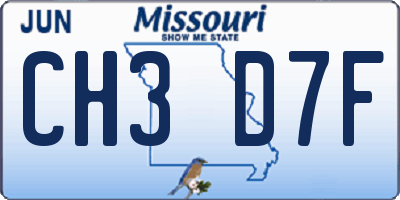 MO license plate CH3D7F