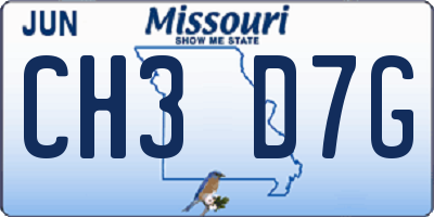 MO license plate CH3D7G