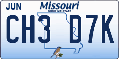 MO license plate CH3D7K