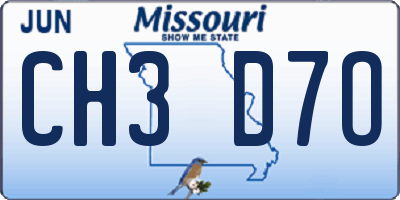 MO license plate CH3D7O