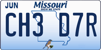 MO license plate CH3D7R
