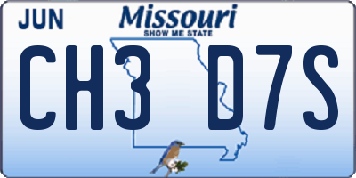 MO license plate CH3D7S
