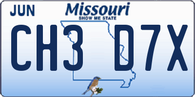 MO license plate CH3D7X