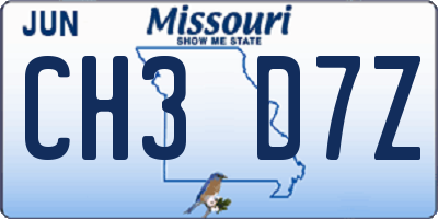 MO license plate CH3D7Z