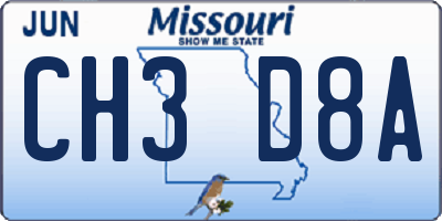 MO license plate CH3D8A