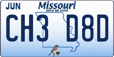 MO license plate CH3D8D