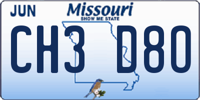 MO license plate CH3D8O