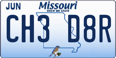 MO license plate CH3D8R