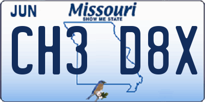 MO license plate CH3D8X