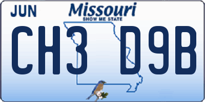 MO license plate CH3D9B