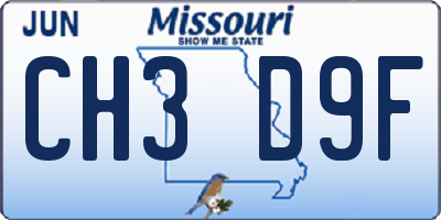 MO license plate CH3D9F